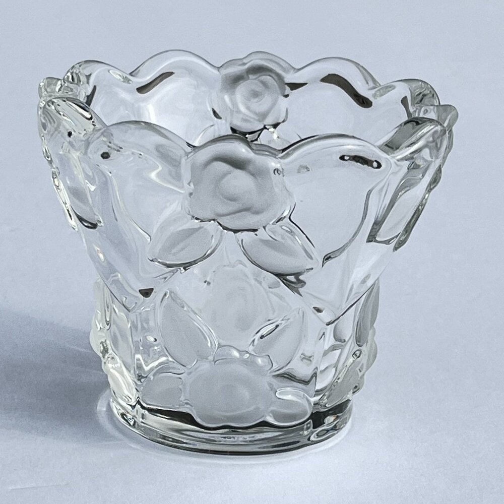Vintage Mikasa Germany Crystal Bella Rosa Glass Clear  Frosted Votive 3" Tall